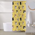 thumbnail image 6 of Shower Curtain, Cute Cat Cartoon Style Yellow Waterproof Fabric Plastic Shower Curtain, Drying Fast Bathroom Curtain with 9 Buttonholes, Ruffle Shower Curtain 60x72in, 6 of 8