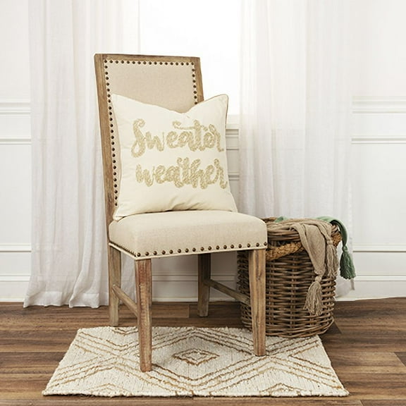 Rizzy Home Harvest Ivory/Natural Sentiment - "Sweater Weather" Cotton 20"X20" Poly Filled Decorative Throw Pillow
