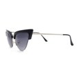 thumbnail image 3 of Womens Retro Normcore Half Rim Cat Eye Sunglasses Silver Black - Smoke, 3 of 4