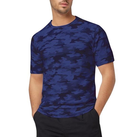 Kcolen Men's Print Round Neck T-Shirt for Gym Training Athletic Sports and Everyday Casual Wear Comfortable Breathable