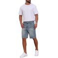 thumbnail image 2 of INSPIRE CHIC Men's Back to School Textured Denim Shorts Above Knee Zipper Casual Jean Short 30 Light Blue, 2 of 4