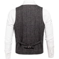 thumbnail image 3 of GFDYREE Men's Slim Fit Herringbone Tweed Suits Vest Premium Wool Blend Waistcoat, 3 of 7