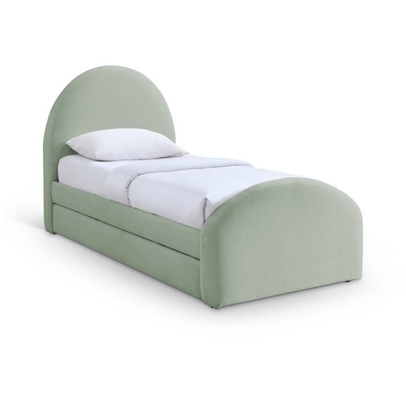 Meridian Furniture Andaz Mint Chenille Fabric Upholstered Twin Trundle Bed