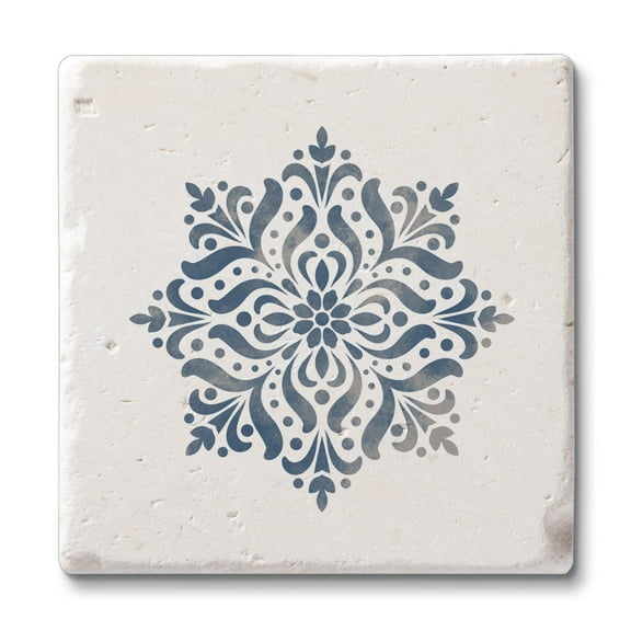 CounterArt "Blue Medallion" 4 Pack Natural Shell Stone Absorbent Coasters