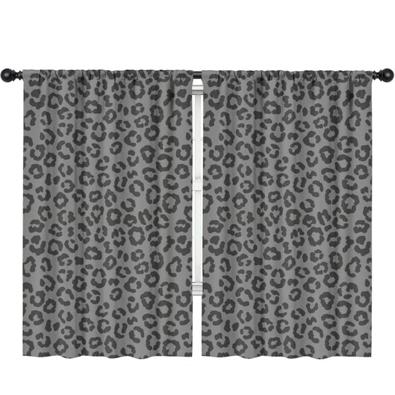 Blackout Kids Curtains,Black and Gray Leopard Print Children's Insulated Curtains Set Of 2,Bedroom Essentials,Toddler Room Decor 52"x84"