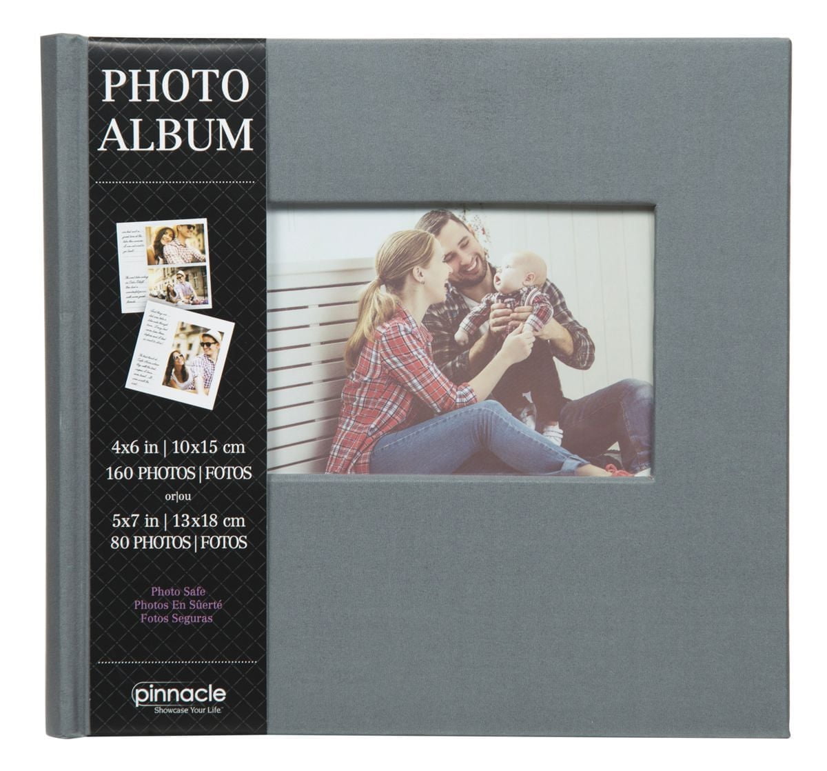 Pinnacle Frames 2-Opening Grey Fabric Photo Album