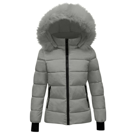 Abomasnow Womens Quilted Jackets Winter Thicken Warm Puffer Jacket Faux Fur Lined Hooded Waterproof Outdoor Down Jackets