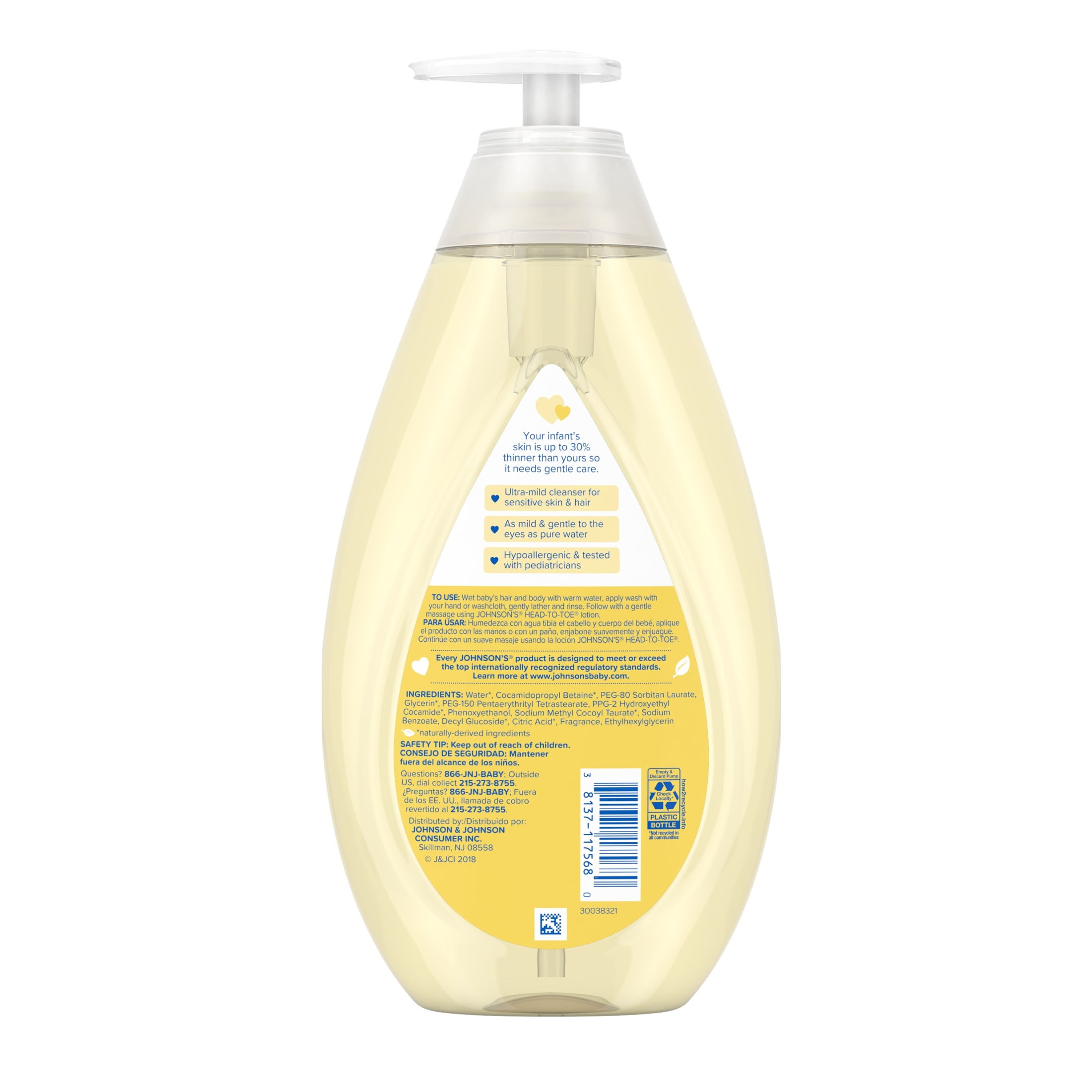 Johnson's Head-To-Toe Tearless Gentle Baby Wash & Shampoo, 13.6 fl. oz