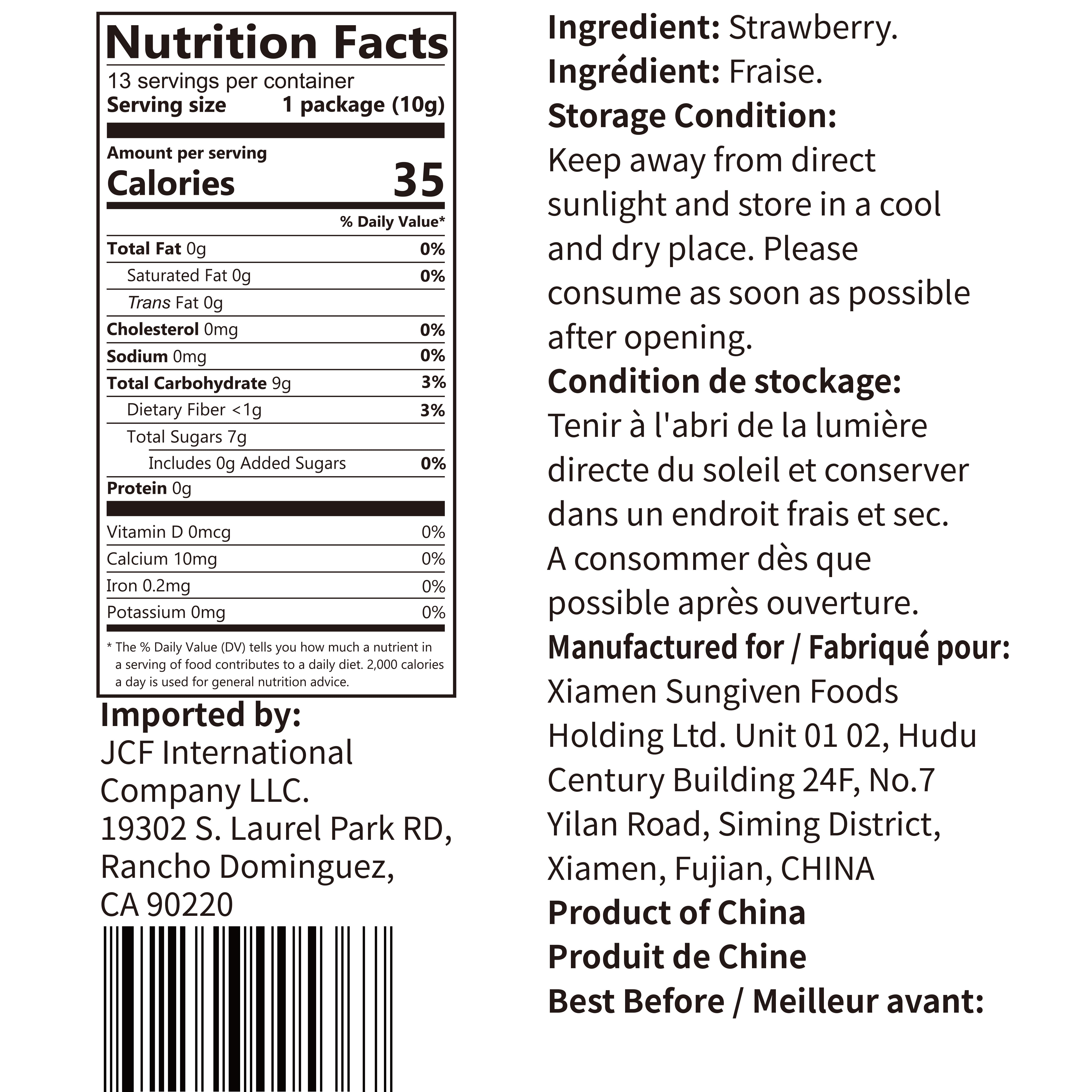 ONETANG Freeze-Dried Fruit Strawberry Gluten-Free 10 Pack