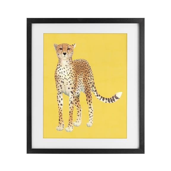 Stupell Industries Modern Exotic Cheetah over Yellow Black Framed Print Under Glass, 13 x 16, by Karolina Sato
