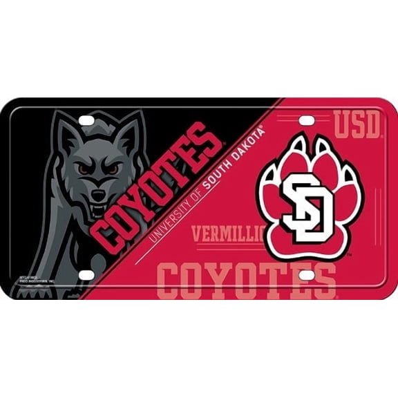 South Dakota Coyotes 12x6 Metal License Plate Auto Tag