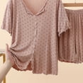 thumbnail image 4 of WRKEKC Pajama Shorts Set for Women Short Sleeve Top with Elastic Waist Shorts Sleepwear Loungewear Pajamas Sleep Set, 4 of 5