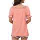 thumbnail image 4 of Blusa de manga corta de color puro, holgada, suave y agradable para la piel, para oficina y exteriores, camiseta de manga abullonada para mujer XXL rosa, 4 of 6