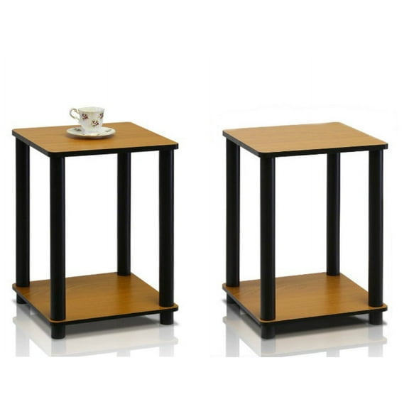 Furinno 99800R-DC/BK Turn-N-Tube End Table, Simplistic End Table, Dark Cherry/Black - Set Of 2