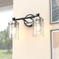 thumbnail image 2 of LIGHTINN Bathroom Dimmable Vanity Light with Cylindrical Clear Striped Glass Shade E26 Socket Base Vintage Fixture 2-Light (Black/Nickel), 2 of 7