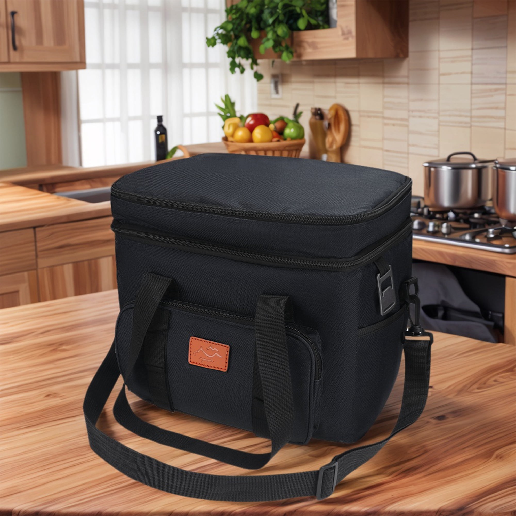 Unique Bargains Reusable Leakproof Lunch Bag for Office, Beach Black