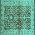 thumbnail image 1 of Ahgly Company Machine Washable Indoor Square Oriental Turquoise Blue Industrial Area Rugs, 8' Square, 1 of 4