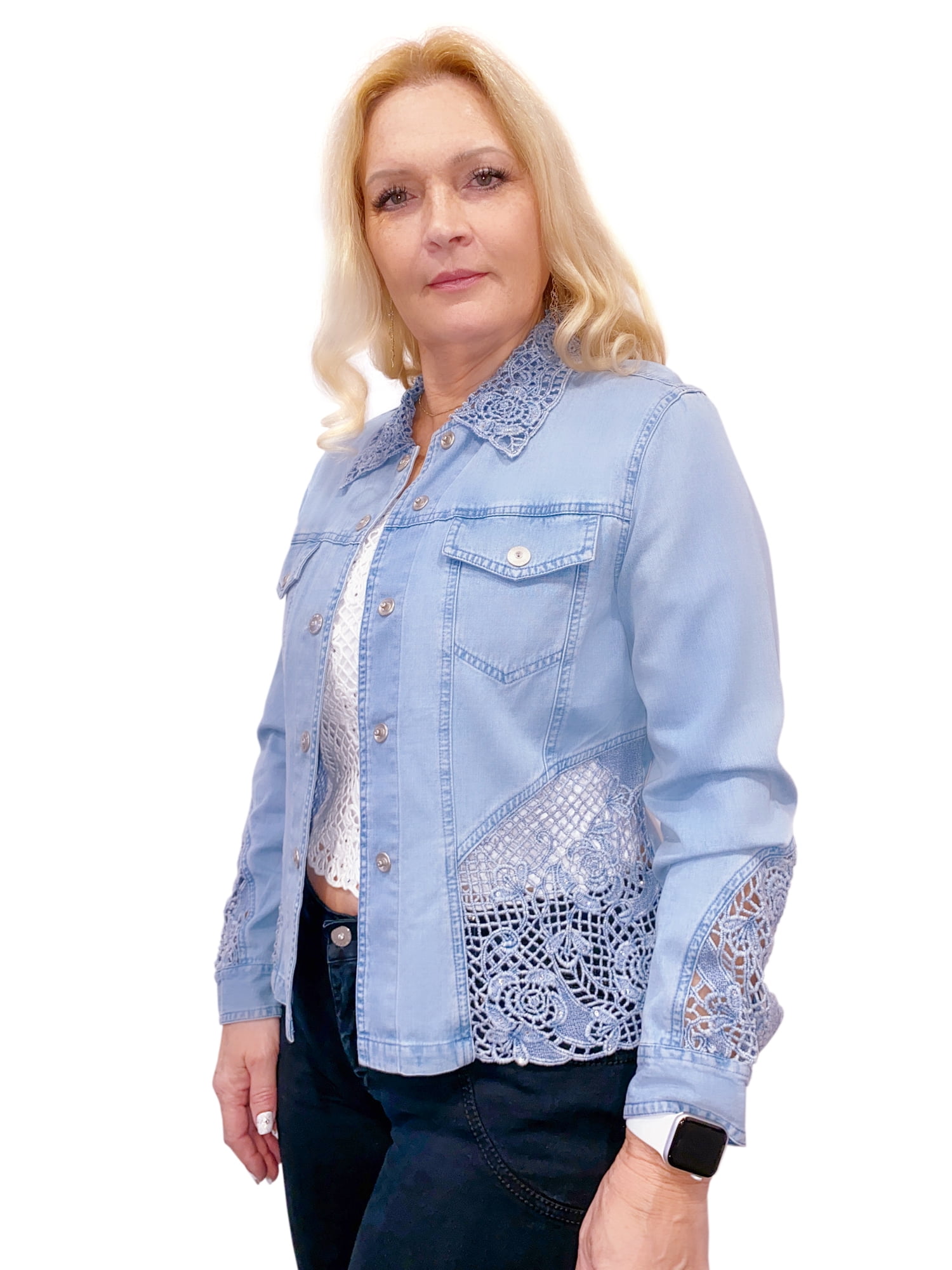 Lafei-nier Women's Size Large Blue Cotton Denim Shirt/Jacket