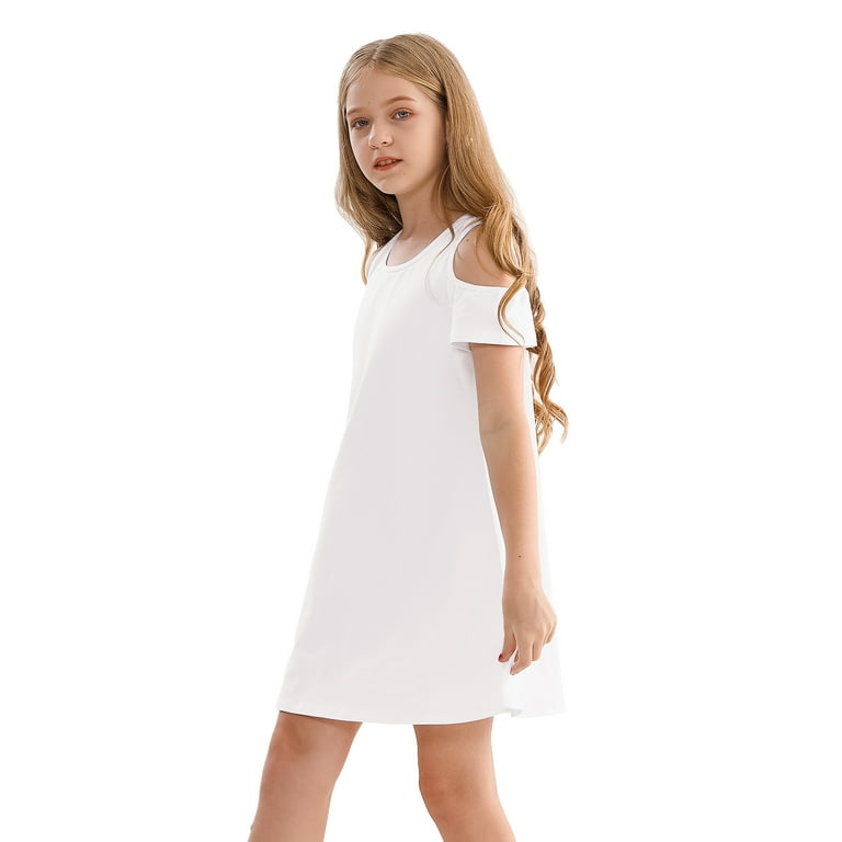 Casual Short sleeve Cold shoulder Solid Color Plus size skater Dresses Casual Short sleeve Cold shoulder Solid Color Plus size skater Dresses