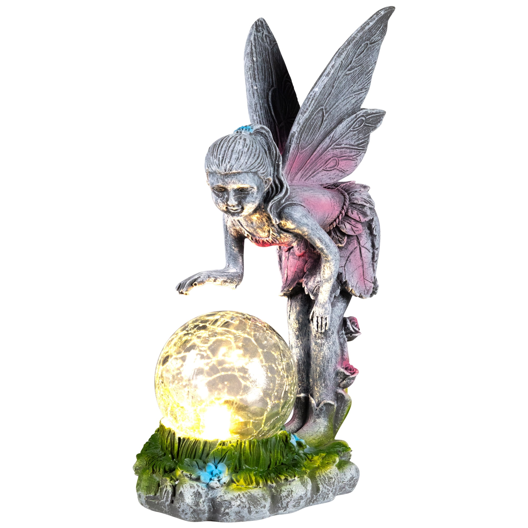 Northlight Solar Lighted Fairy with Gazing Ball Outdoor Garden Statue - 11"