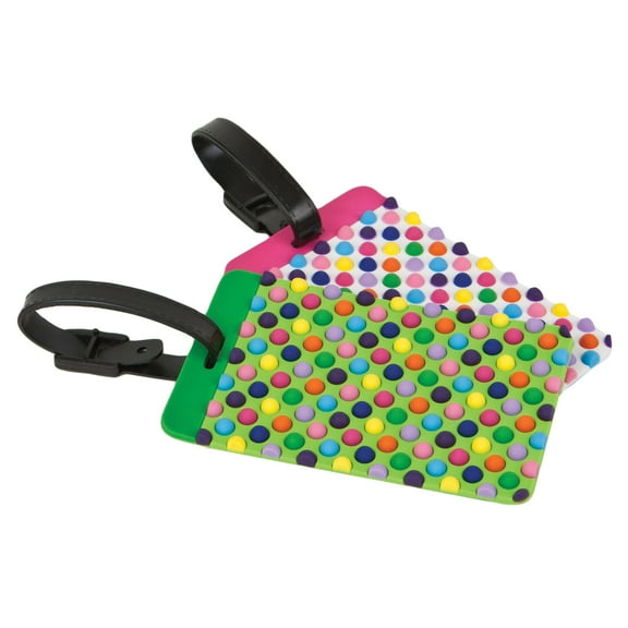 Luggage Dots Set Of 2 Luggage Tags, Pink - Green