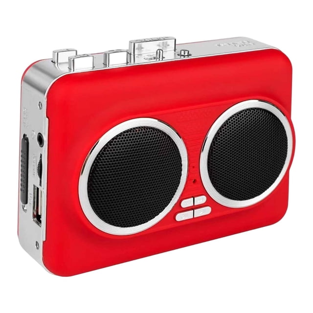 BELOVING Lecteur de Cassette avec Prise pour Écouteurs Convertisseur Cassette MP3 USB Rouge
