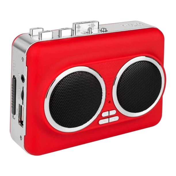 Reproductor de casetes Cassette a convertidor USB portátil Control de volumen Estéreo Doble Rojo