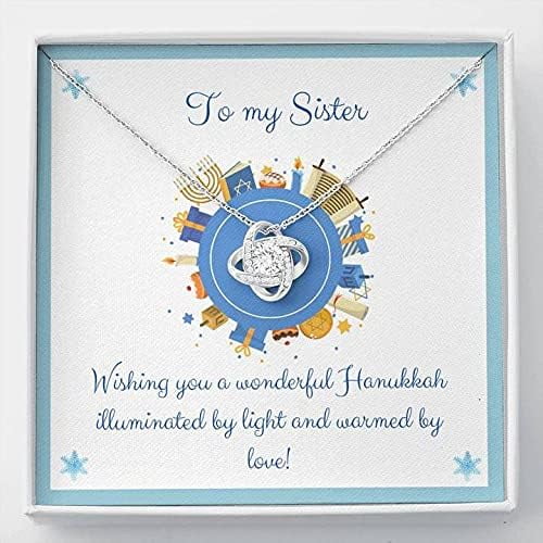 Sister Necklace - Gift to Sister - Gift Necklace with Message Card Happy Hanukkah To My Sister Stronger Gift for Her Necklace Pendant Necklaces styles On Birthday Christmas Anniversary