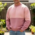 thumbnail image 2 of Iroehba Men's Sweatshirts Color-block Crew Neck Relaxed Cut Drop Shoulder Long Sleeve Pullover Top, Clean Versatile Stylish Practical Daily Outfit, 2 of 5