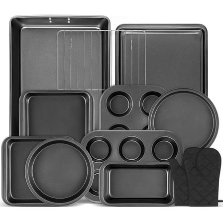 Bestdin 12-Piece Nonstick Kitchen Oven Baking Pans - Premium & Stylish Non-Stick Carbon Steel - Commercial Grade Restaurant Quality Metal Bakeware, Easy to Clean