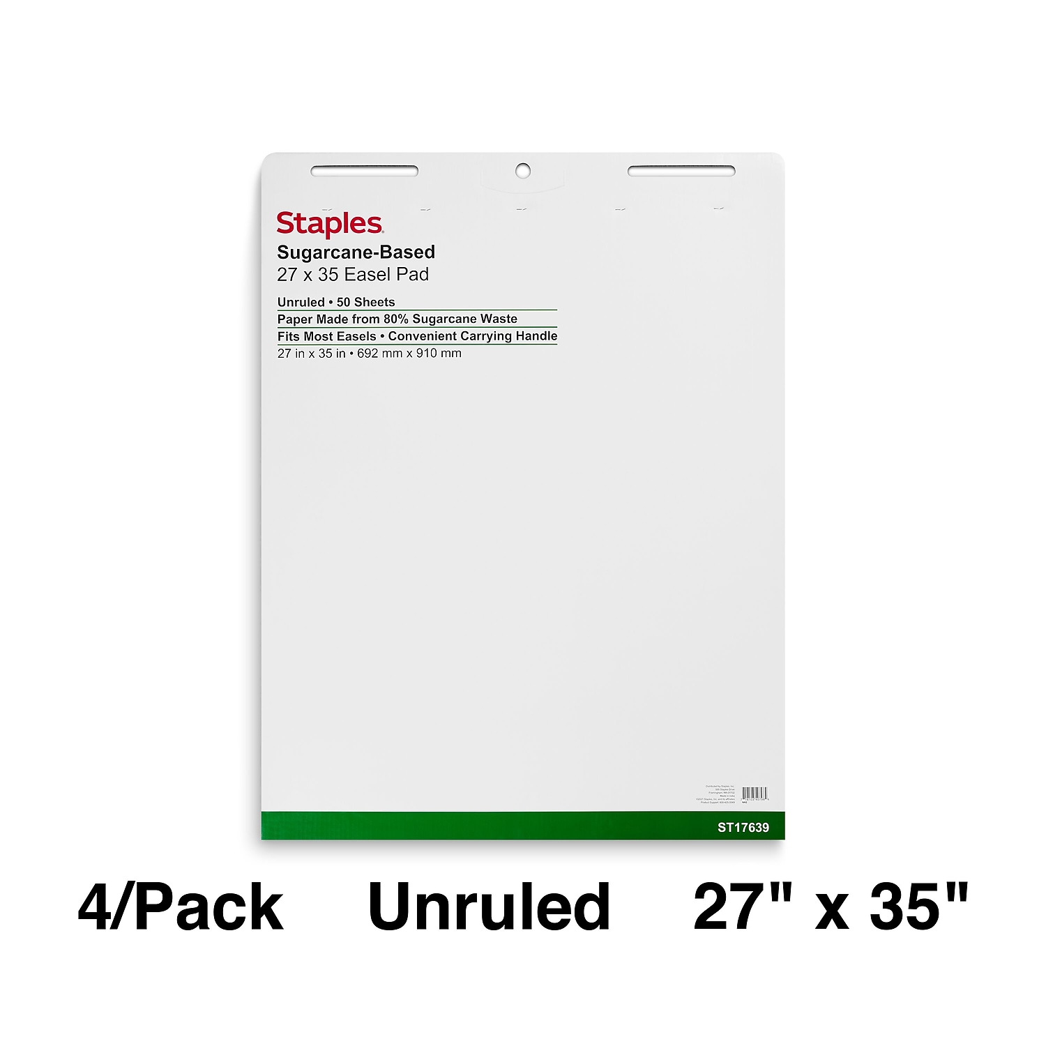Staples Easel Pads 27" x 35" White 50 Sheets/Pad 8 Pads/Carton ST17639VS