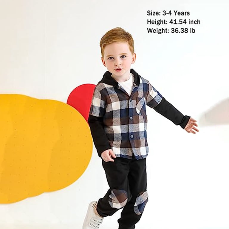 Younger Tree Toddler Boy Plaid Hoodie Shirt & Pants Set photo 3