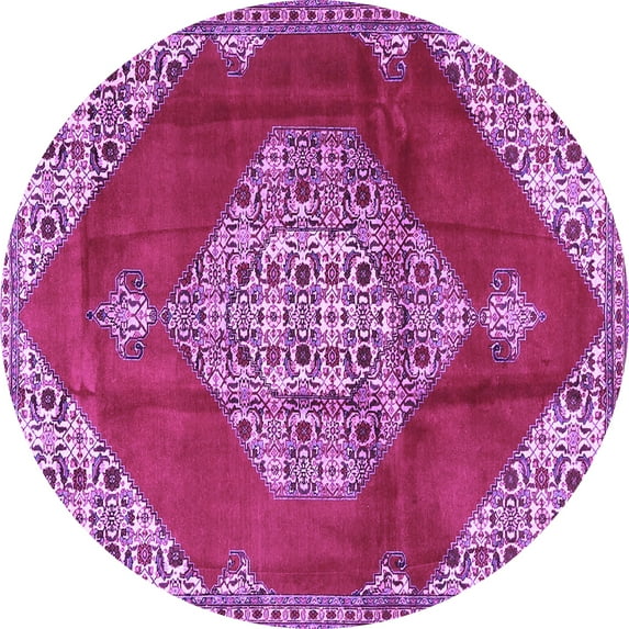 Ahgly Company Indoor Round Medallion Purple Traditional Area Rugs, 5' Round