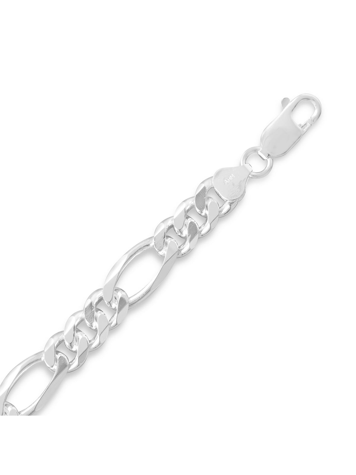 Sterling Silver 8mm Pave Flat Figaro Chain 20 Inch