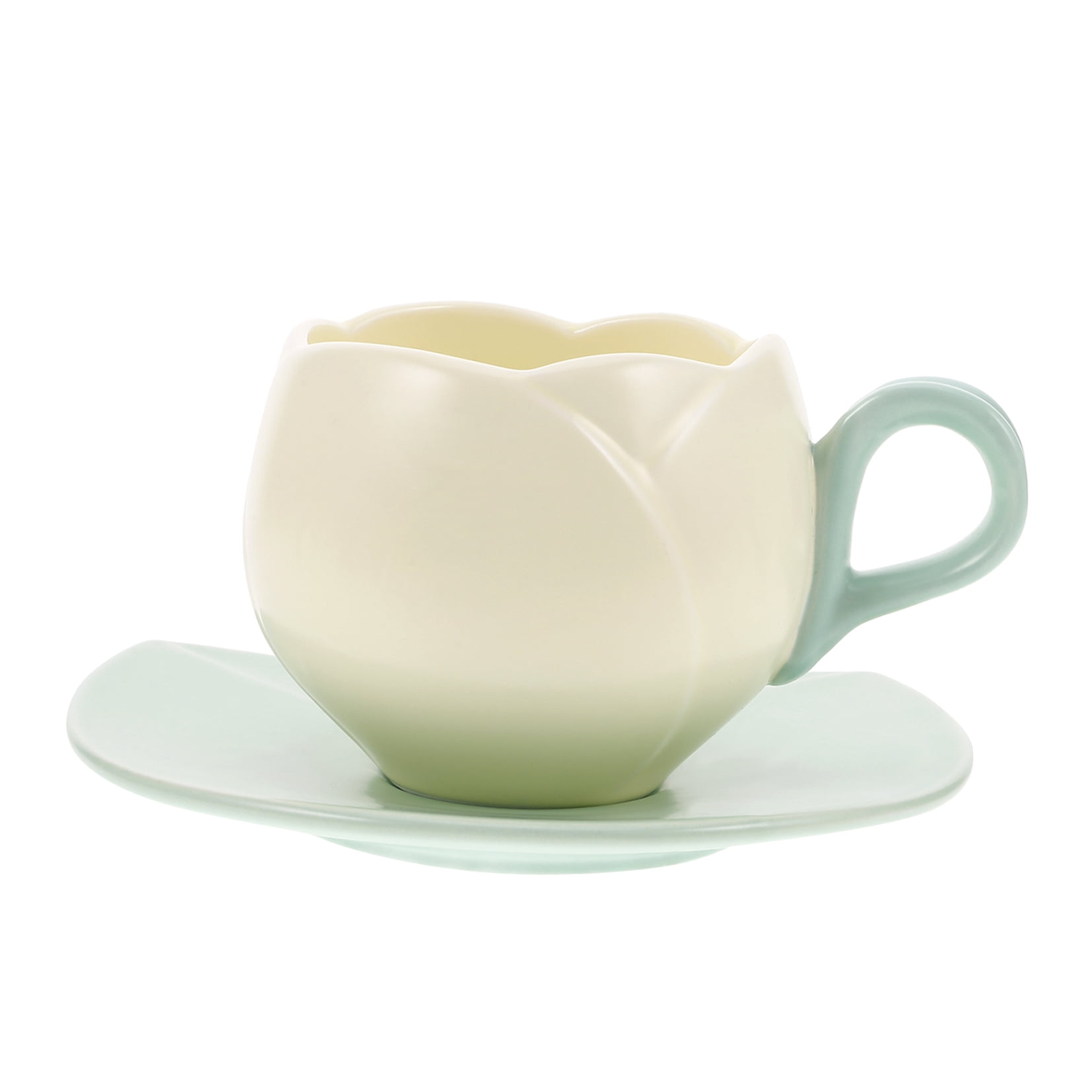 Masteelf 1 Set Of Tulip Mug Flower Tea Cup Aesthetic Coffee Cup Creative Coffee Porcelain Espresso Cup Cute Mug And Saucer Flower Coffee Cup