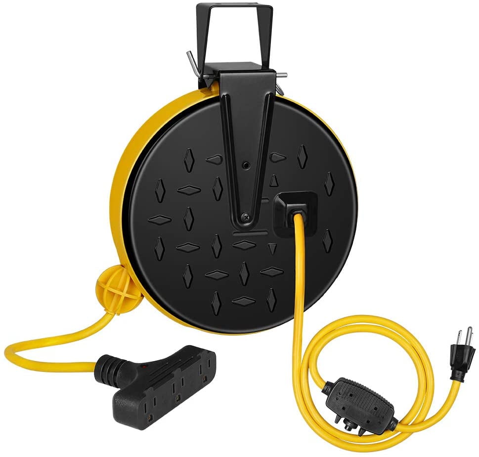 30 Ft Retractable Extension Cord Reel Ceilingwall Mount 163 Gauge Sjtw Power Cord With 3 