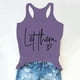 thumbnail image 5 of Camiseta sin mangas versátil e informal con estampado de letras para mujer - Camiseta de cuello redondo para el verano, ideal para combinar con pantalones cortos o vaqueros, 5 of 5