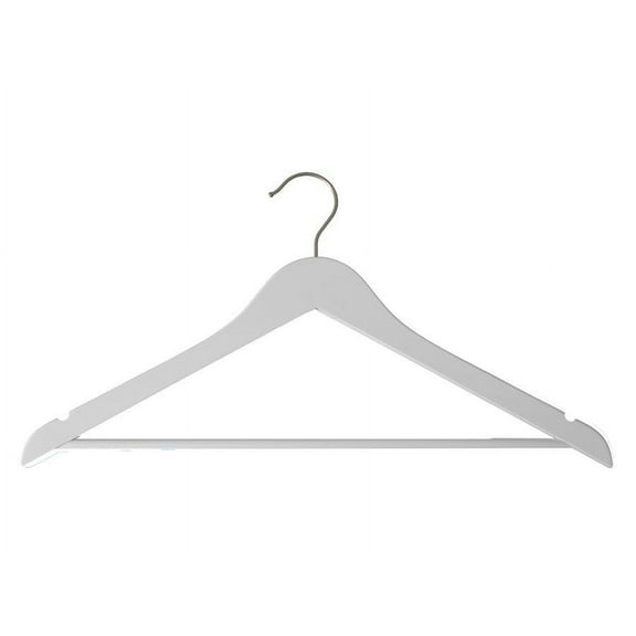 NAHANCO Wooden Suit Hanger with Bar, 19" - Low Gloss White, 100/CTN
