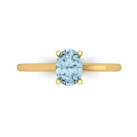 Clara Pucci 14K Yellow Gold 1ct SwissBlueTopaz Solitaire Ring for Women