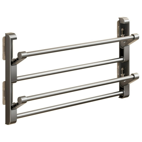 Btomtd Aluminum Wall Mounted Foldable Shoe Rack Space Saving Slipper Storage Shelf for Behind Door or Bathroom, Gray