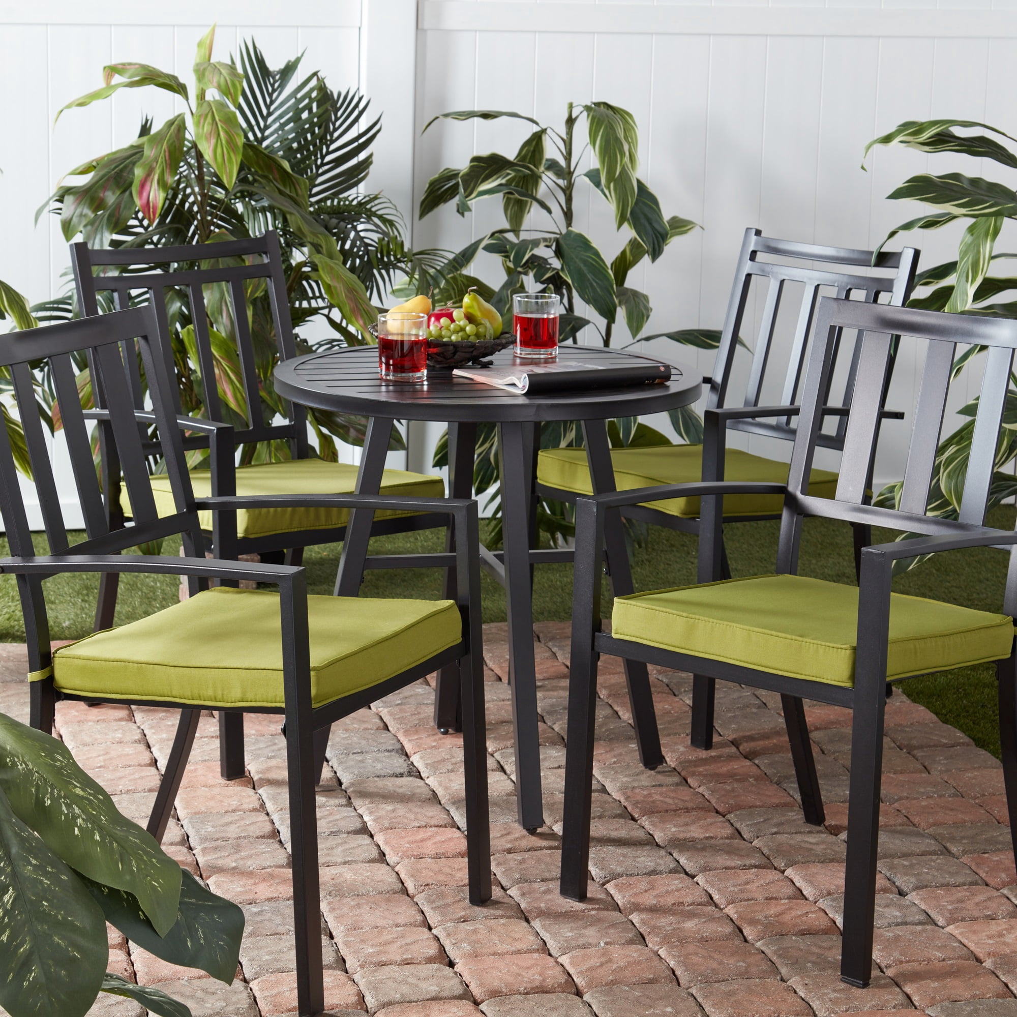 Greendale Home Fashions Outdoor 18'' x 18'' Square Seat Pad, Set of 4, Kiwi