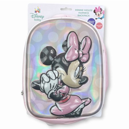Minnie Mouse 3D Mold Mini Polyester Harness Backpack with Removable Tether, Pink