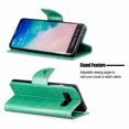 thumbnail image 5 of Allytech Galaxy S10 Case, Slim Fit PU Leather Folio Butterfly Embossed Shockproof Wrist Hand Strap Flip Cards Holder Wallet Case TPU Back Cover for Samsung Galaxy S10,Green, 5 of 8