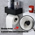 thumbnail image 3 of Soporte de papel higiénico con almacenamiento de toallitas, soporte de papel higiénico de montaje en pared con estante, dispensador de toallitas desechables para baño (negro), 3 of 5