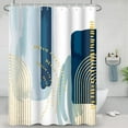 thumbnail image 2 of Boho Style Shower Curtain Watercolor Darkblue and Yellow Geometric Pattern Shower Curtains for Modern Abstract Bathroom Waterproof Fabric Decor Set with Hooks, 72W x 72H Inch, 2 of 6