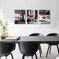 thumbnail image 4 of Canvas Wall Art For Kitchen Wall Decor For Dining Room Black And White Wine Glasses Painting Modern Red Wine Canvas Art Prints Ready To Wall Pictures For Restaurant Home Decorations 12"X16" 3 Pieces, 4 of 6