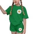 thumbnail image 6 of ITSAME Girls Outfits 2-Piece, Short Sleeve Shirts and Shorts Floral Print Loose Casual Clothes Set Green Size 10, 6 of 8
