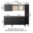 thumbnail image 3 of Cocina Integral 201cm Marrón/Negro Emilly Fast Madesa, 3 of 5