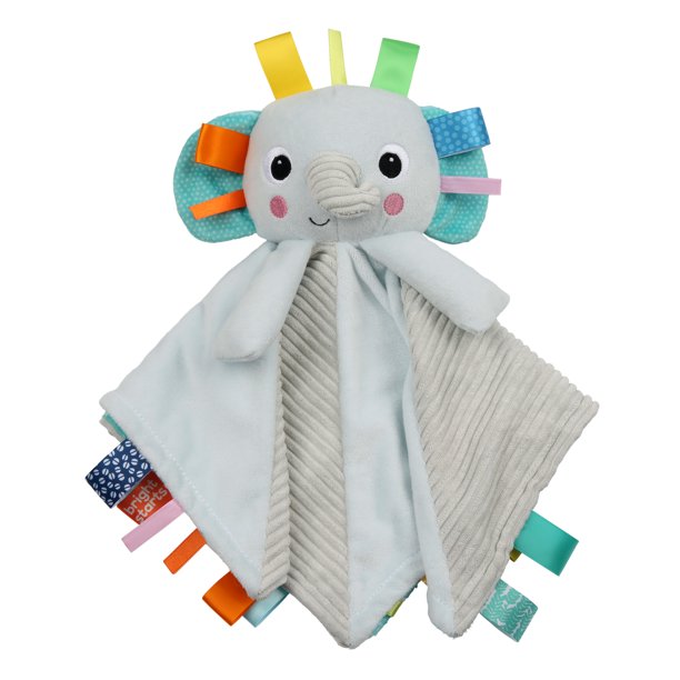 Bright Starts Cuddle 'n Tags 2sided Lovie Soothing Blanket Elephant, Ages Newborn + Walmart