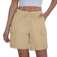 thumbnail image 3 of Women's Cargo Shorts Quick Dry Lightweight Athletic Hiking Shorts Casual Elastic Waist Drawstring Summer Shorts with Multi-Pockets, 3 of 9